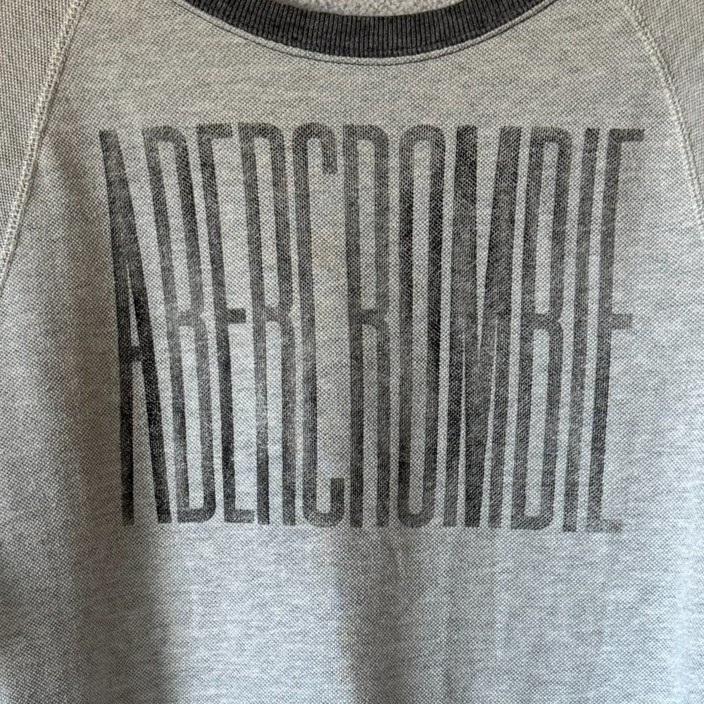Abercrombie & Fitch Relaxed Gray Crewneck lightweight Sweatshirt Spell Out Small - Picture 3 of 15